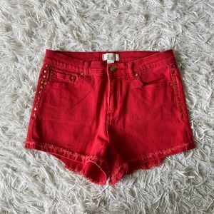 FOREVER 21 Red Demi Shorts Size: 27 (juniors)